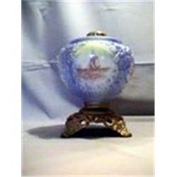 SAILBOAT & WOMAN SCENE, 9"C, 1895 CIRCA