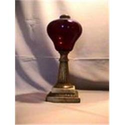CRANBERRY 2 TEP MARBLE BASE, 13 1/2"C, 1880 CIRCA