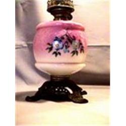 PINK BLUE FLOWERS, 11 1/4"B, 1885 CIRCA