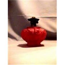 RUBY ORANGE MINI LION, 5"B, 1900 CIRCA