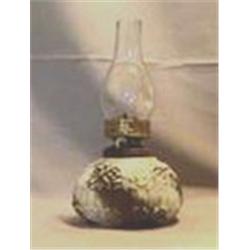 MILK GLASS FLORAL, GOLD MINI, 7 1/2"CH, 1900 CIRCA