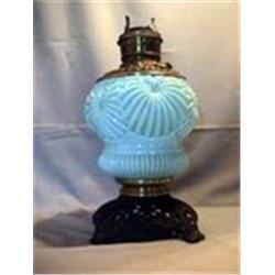 BLUE MILK GLAS, 13 1/2"F, 1890 CIRCA