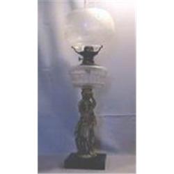 STANDING LADY WITH WATER POT, SANDWICH, FARM SCENE 24 1/2" 1880 CIRCA 