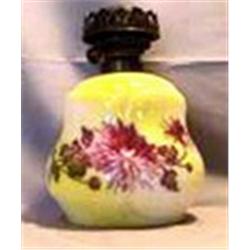 YELLOW - DECAL MUM - PINK LAMP, 8 1/2"B, 1890 CIRCA