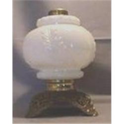 MILK GLASS LEAVES LAMP, 9"C, 1890 CIRCA