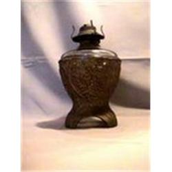 FLORAL GOOFUS LAMP, 9 3/4"B, 1910 CIRCA