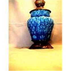 ENGLISH SALT GLACE? SMALL CHIP UNDER OIL PUT IN, 13 3/4"B, 1910 CIRCA 