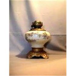 FLORAL SATIN LAMP, 11", 1890 CIRCA