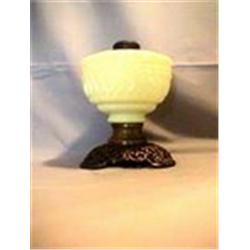 CUSTARD SUNSET LAMP, 8"C, 1890 CIRCA