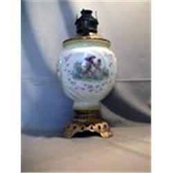 SHELL-COURTING SCENE LAMP, 16"F, 1895 CIRCA 