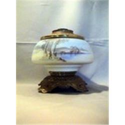 H PAINTED SCENE LAMP 8"-R, 1880 CIRCA