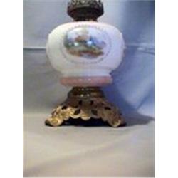 MOTIF SCENE LAMP 10 3/4"-B, 1890 CIRCA 