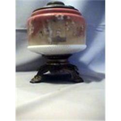 ORANGE ORIENTAL SAILING SCENE LAMP 9 1/4"-C, 1895 CIRCA