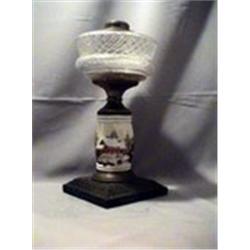 PAINTED COBIN STEM LAMP, 11 3/4"C, 1870 CIRCA 