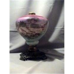 HUNTING DOGS DECAL LAMP, 11"C, 1895 CIRCA