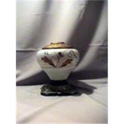 SATIN FLORAL LAMP, 7 1/2"C, 1890 CIRCA