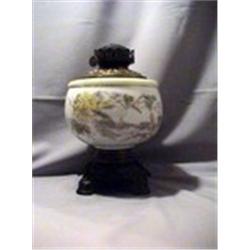 FLORAL & SAILING SCENE LAMP, 11"B, 1895 CIRCA
