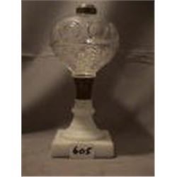 PUNTY HEART & STAR LAMP, 10 1/2"C, 1870 CIRCA 