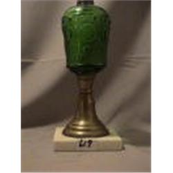 COMET LAMP - GREEN - BRASS SPLIT LAMP, 11 1/2"C, UNKNOWN 