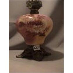 YELLOW PINK/MUM LAMP, 11 1/4"B, 1890 CIRCA