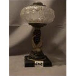 HAND & PINECONE FIGURE LAMP, 11"C, 1870 CIRCA