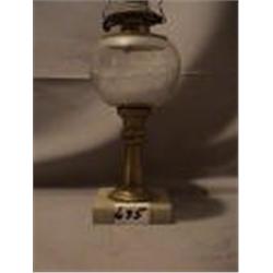 EARLY CUT FONT, MARBLE BASE LAMP, 10 1/2"B, 1870 CIRCA