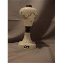 MILK GLASS LAMP & BASE (EL), 10 1/4"C, CIRCA 1930 UNKNOWN 