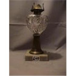 BULLSEYE & FLEUR-DE-LIS LAMP, 10 1/2"B, 1870 LAMP. 10 1/2"B 1870 CIRCA