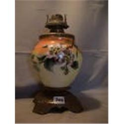 1881 VASE LAMP, ORANGE YELLOW/APPLE BLOSSOM, 12"B, 1881 CIRCA 