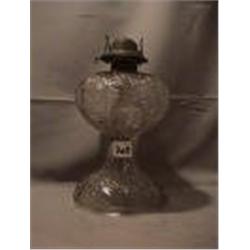 FEATHERED PANEL & FLOWER LAMP, 10 1/2"B, 1880 CIRCA 