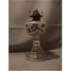FLORAL PAINTED GLASS LAMP, 10 1/4"B, 1900 CIRCA 
