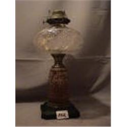 REDWARE COMPOSITION LAMP, 13 1/2"B, 1870 CIRCA 