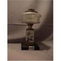 PAINTED DAISY STEM COMPOSITION LAMP, 11"C,1870 CIRCA 