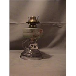 PAINTED ALL GLASS FINGER LAMP, 7 3/4"B, 1870 CIRCA 