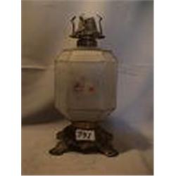 FLORAL FROSTED LAMP, DRILLED, 11 1/2"B, 1890 CIRCA 