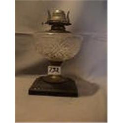 DIAMONDS - SHORT COMPOSITION LAMP, 9 1/2"B, 1870 CIRCA 