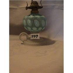 BLUE OPALESCENT VENETIAN LAMP, 7 1/2"B, 1890 CIRCA 