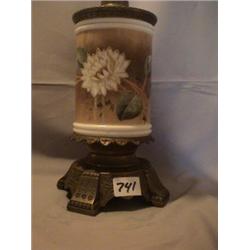 1881 STYLE VASE LAMP, WATER LILY, 11 1/2"C, 1881 CIRCA 