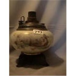 CHERUB IN CANOE LAMP, 9 1/2"FH 1890 CIRCA 