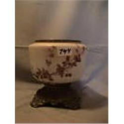 BROWN LEONES LAMP BASE, 7 3/4" R, 1890 CIRCA 