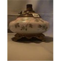 LIGHT PINK/BLUE APPLE BLOSSOM LAMP, 8 1/2"FH, 1890 CIRCA 