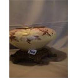LIGHT PINK/WHITE DAISY LAMP BASE, 6 1/2"R, 1890 CIRCA