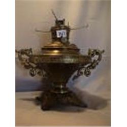BRASS HANDLED LAMP - CRACK IN BRASS, 13"F,1895 CIRCA 