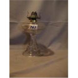 DIAMOND POINT STEM LAMP, 9"B, 1880 CIRCA 