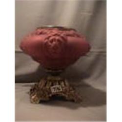 RED SATIN LAMP BASE, 10 1/2"R, 1890 CIRCA 