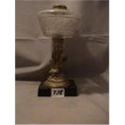 GRAPE HARVEST FIGURE LAMP, 10 3/4"C, 1870 CIRCA 