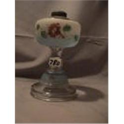 FLORAL PAINTD LAMP, 9 1/2"C, 1900 CIRCA 