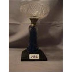 ZIG-ZAG & DIAMOND COMPOSITION LAMP, 12"C, 1870 CIRCA 