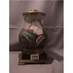 1881 VASE LAMP, WATER LILY, 10 3/4"C, 1881 CIRCA 
