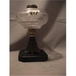 STAR BAND-LEAF BASE LAMP, 8 3/4"C, 1870 CIRCA 